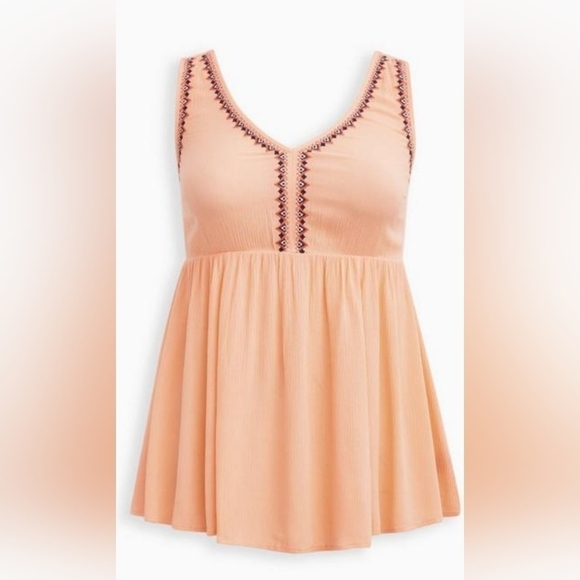 Nwt Torrid EMBROIDERED BABYDOLL - CRINKLE GAUZE - Picture 3 of 8